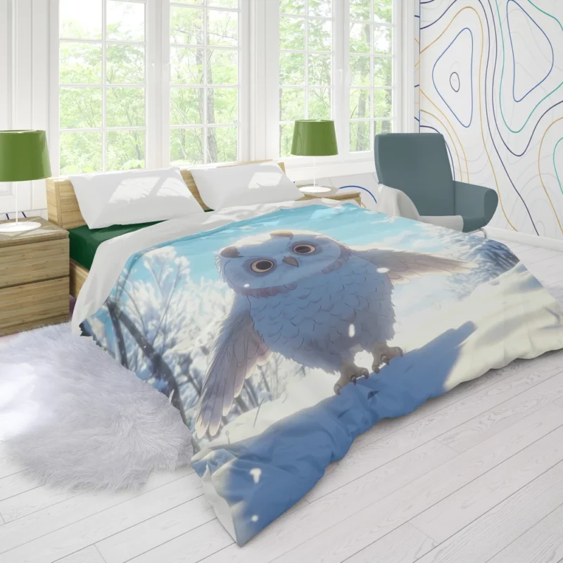 Snowy Owl Wallpaper Duvet Cover