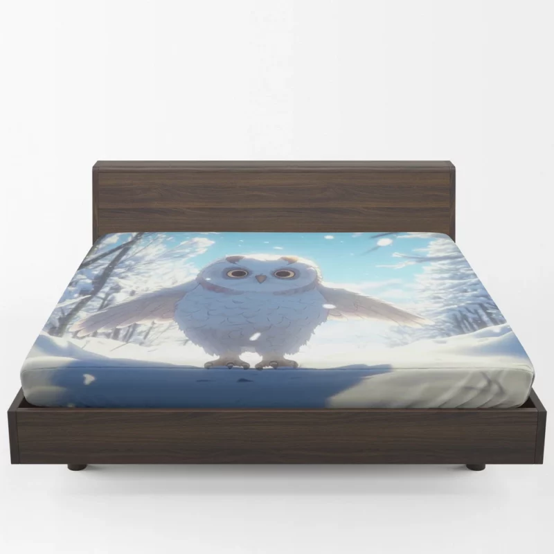 Snowy Owl Wallpaper Fitted Sheet 1