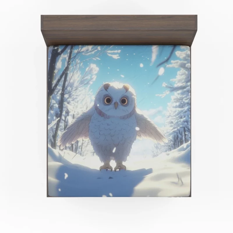 Snowy Owl Wallpaper Fitted Sheet