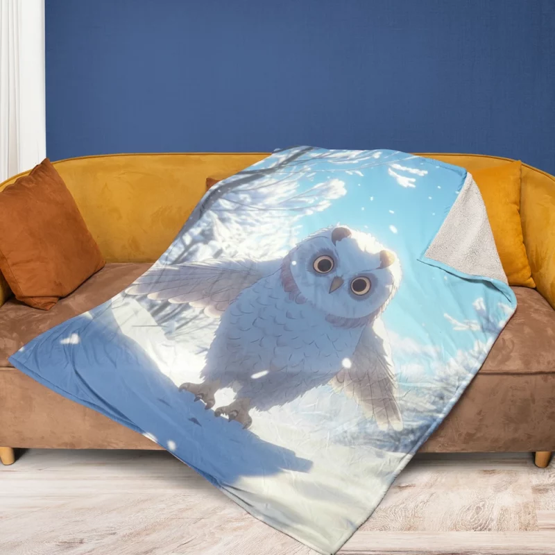 Snowy Owl Wallpaper Fleece Blanket 1