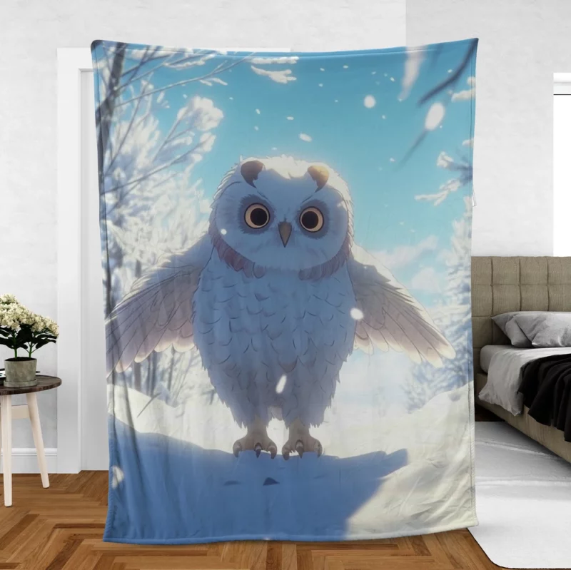 Snowy Owl Wallpaper Fleece Blanket