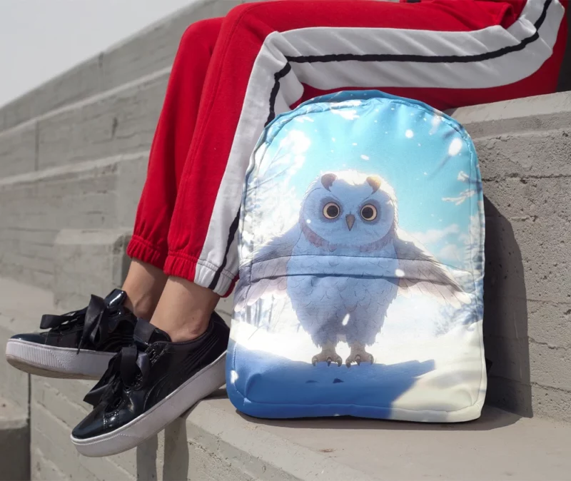 Snowy Owl Wallpaper Minimalist Backpack 1