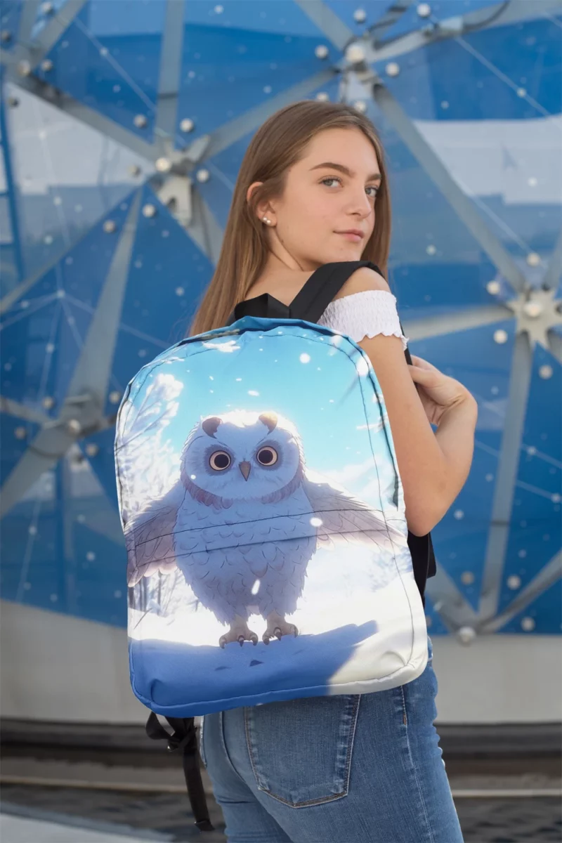 Snowy Owl Wallpaper Minimalist Backpack 2