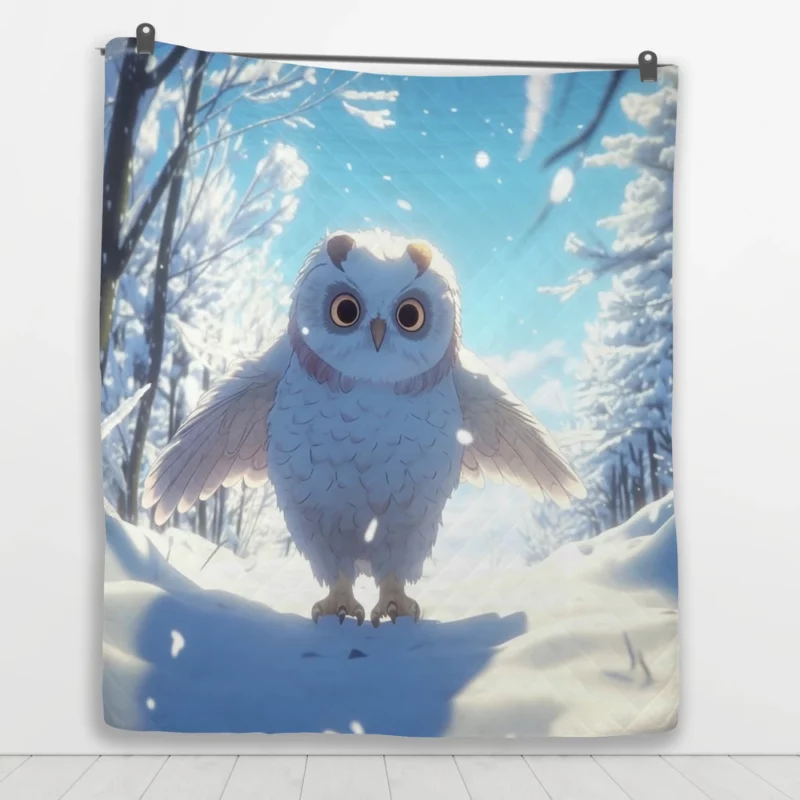 Snowy Owl Wallpaper Quilt Blanket 1