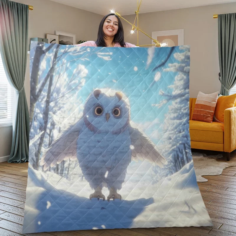 Snowy Owl Wallpaper Quilt Blanket