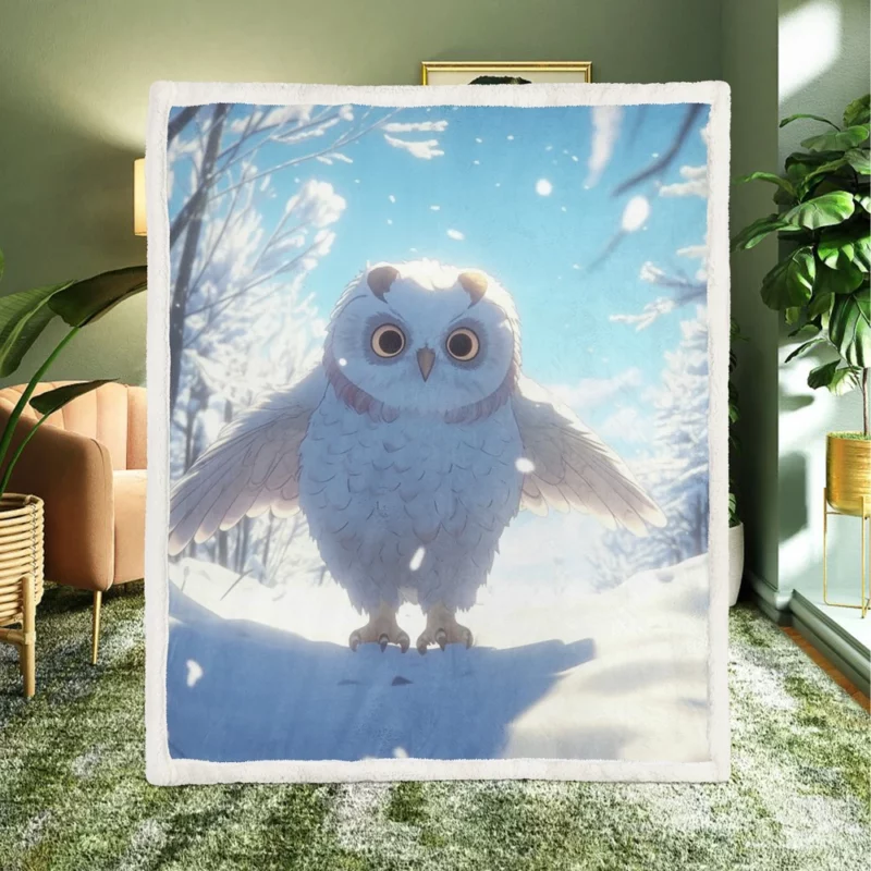 Snowy Owl Wallpaper Sherpa Fleece Blanket