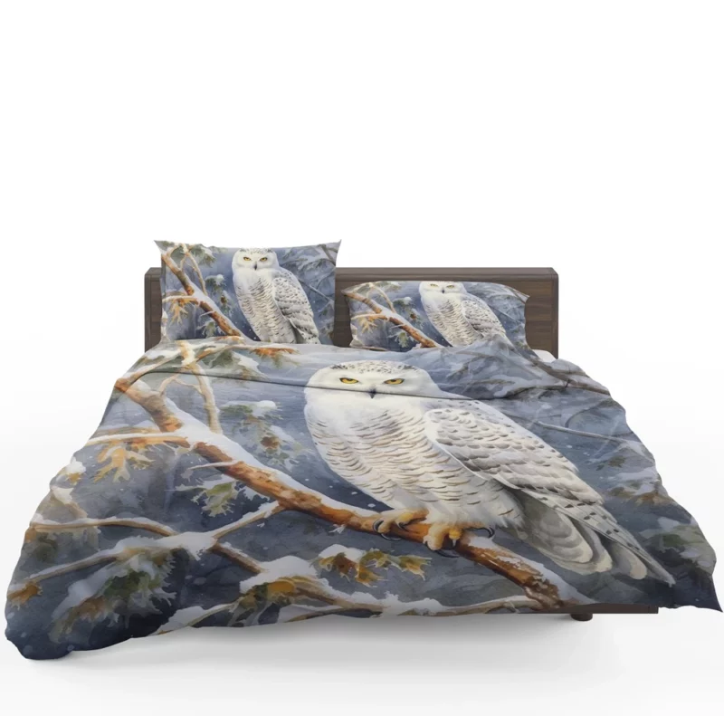 Snowy Owl in Snowy Forest Bedding Set 1