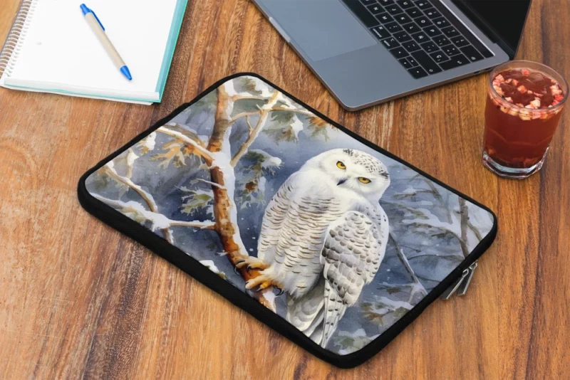 Snowy Owl in Snowy Forest Laptop Sleeve 2