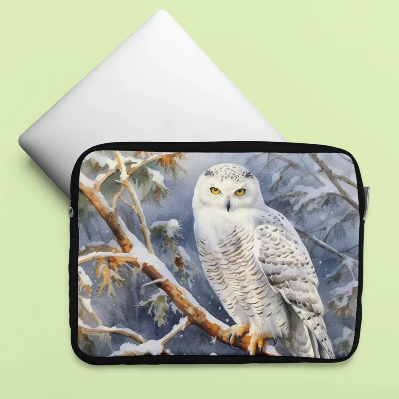 Snowy Owl in Snowy Forest Laptop Sleeve