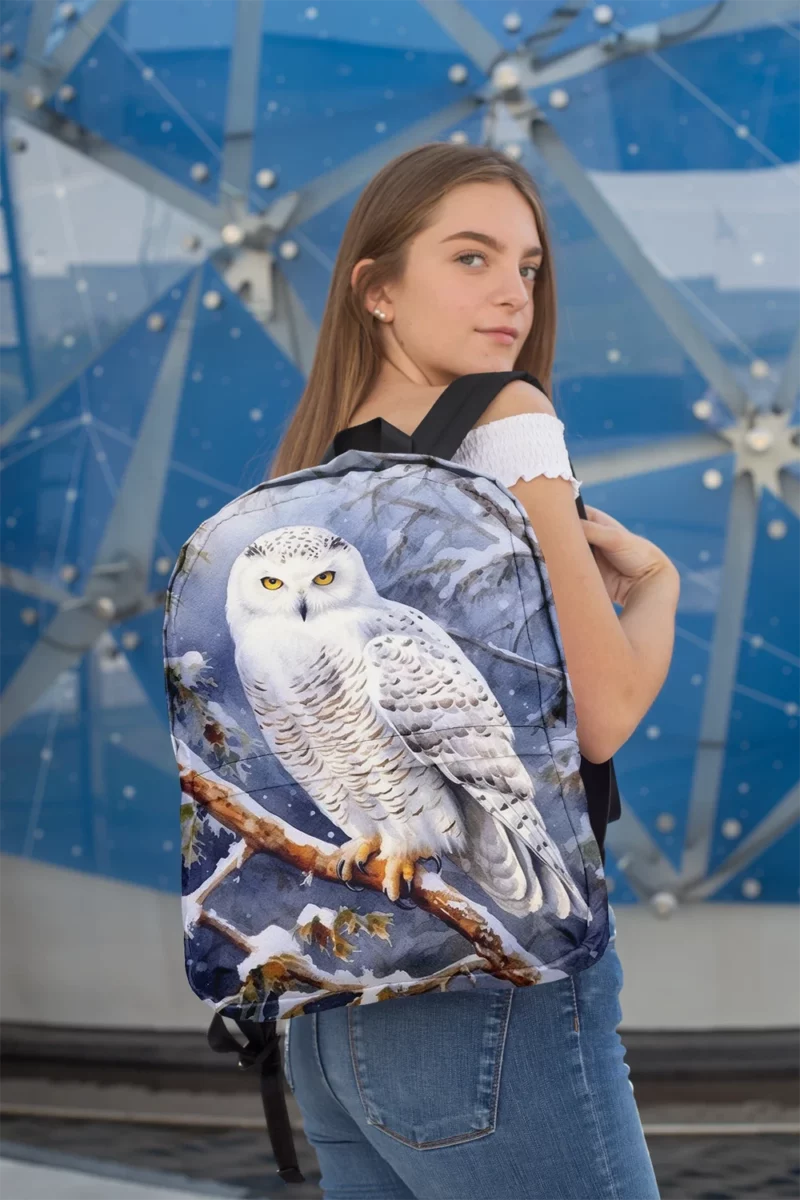 Snowy Owl in Snowy Forest Minimalist Backpack 2