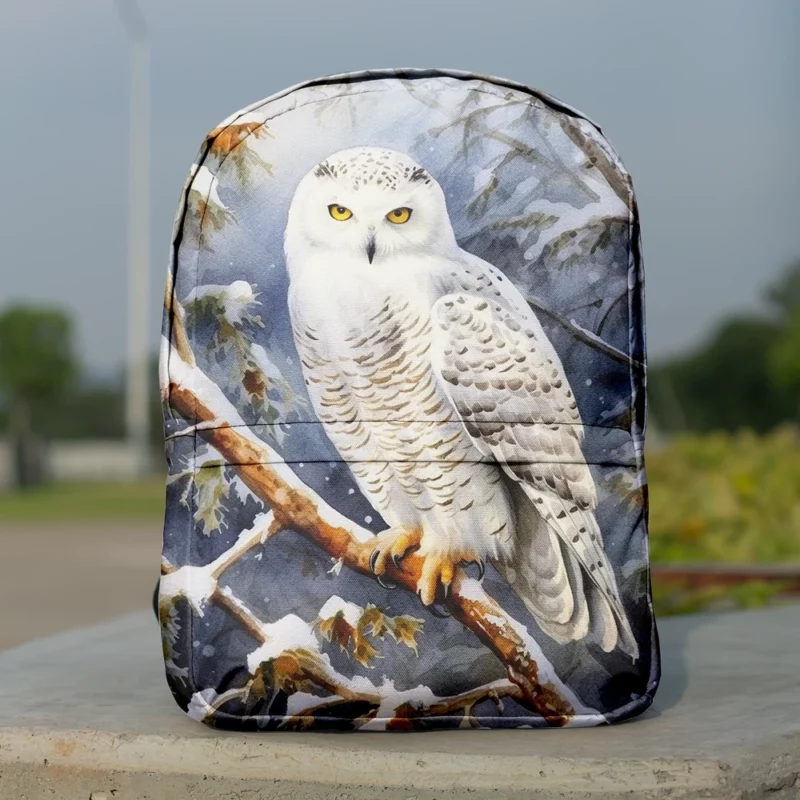 Snowy Owl in Snowy Forest Minimalist Backpack