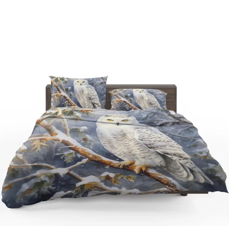 Snowy Owl in Winter Forest Bedding Set 1