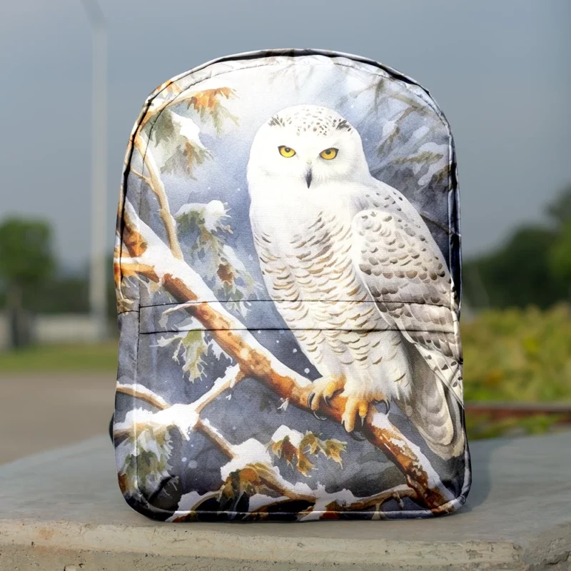 Snowy Owl in Winter Forest Minimalist Backpack