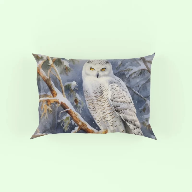 Snowy Owl in Winter Forest Pillow Case