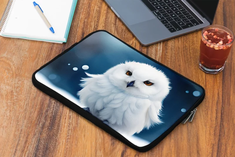 Snowy Owl on Log in Snow Laptop Sleeve 2