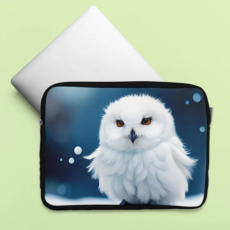 Snowy Owl on Log in Snow Laptop Sleeve