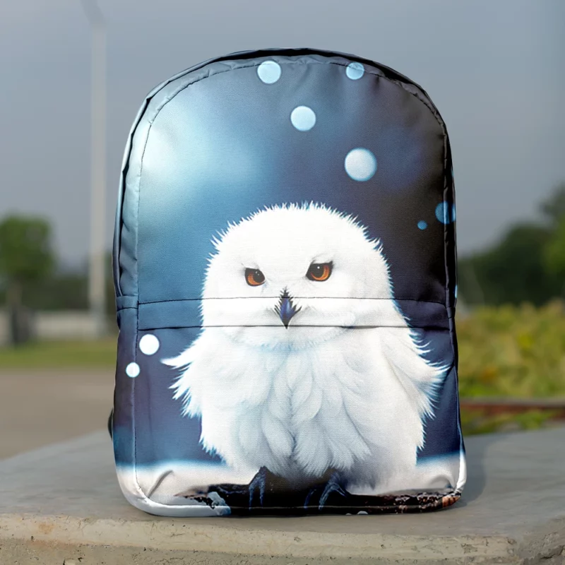 Snowy Owl on Log in Snow Minimalist Backpack