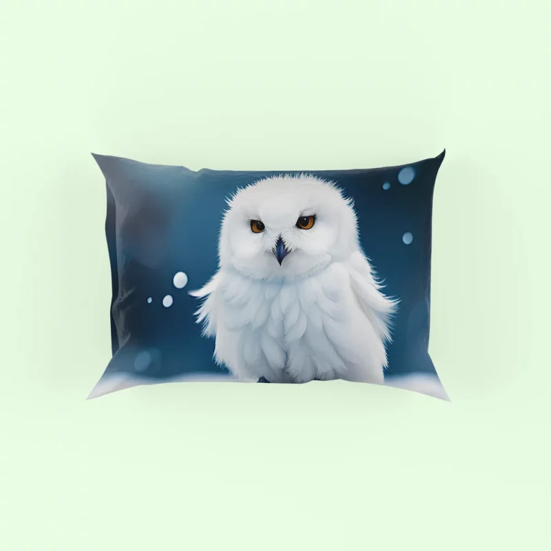 Snowy Owl on Log in Snow Pillow Case