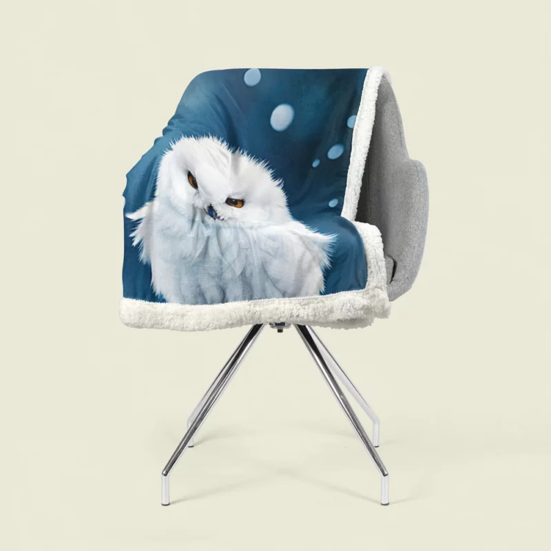 Snowy Owl on Log in Snow Sherpa Fleece Blanket 1