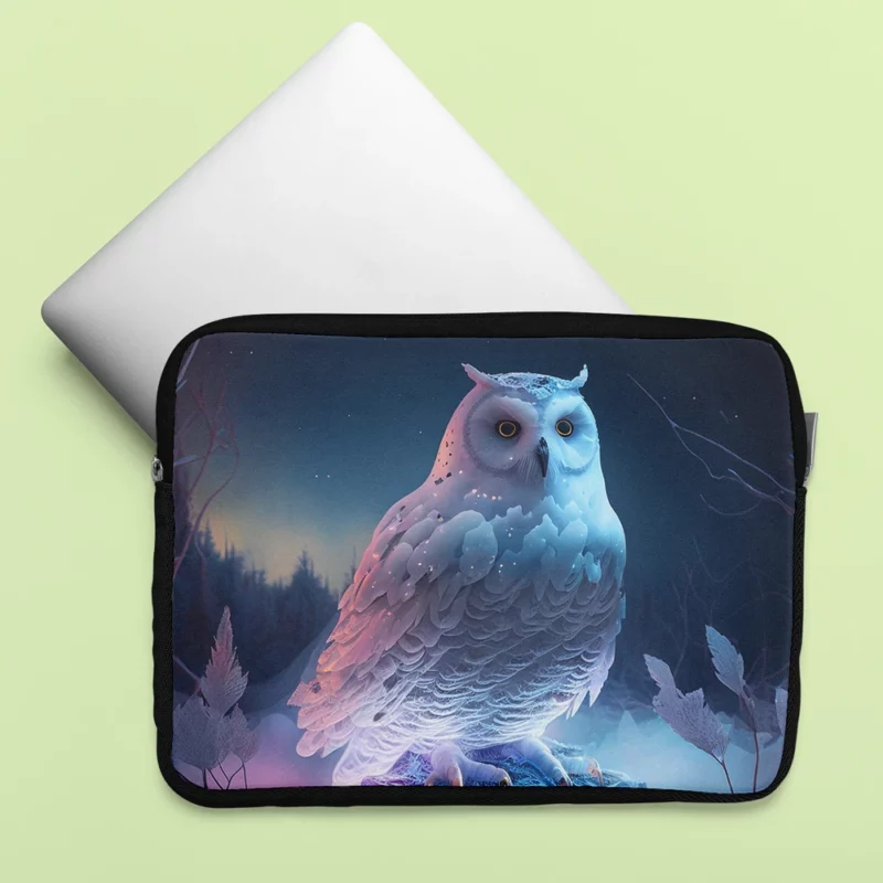 Snowy Owl on Rock Painting Laptop Sleeve