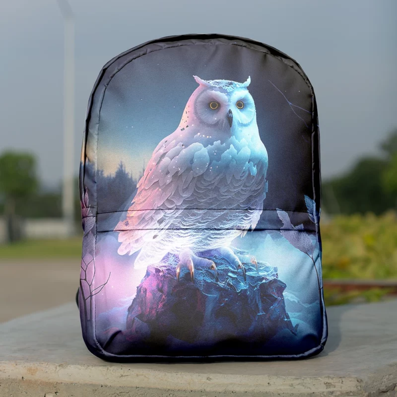 Snowy Owl on Rock Painting Minimalist Backpack