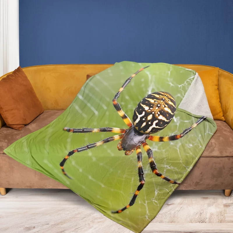 Spider in Web Portrait Fleece Blanket 1