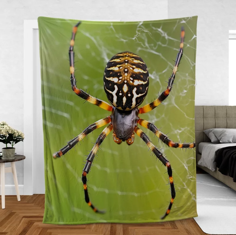 Spider in Web Portrait Fleece Blanket