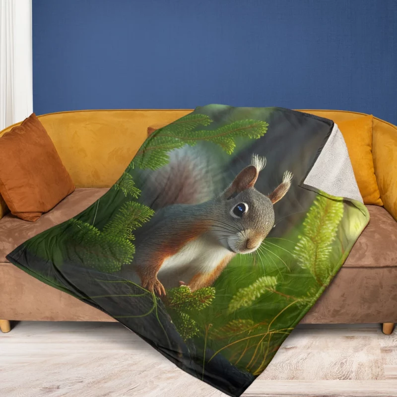 Squirrel AI-Enhanced Portrait Fleece Blanket 1