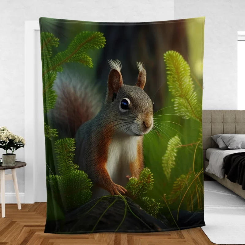 Squirrel AI-Enhanced Portrait Fleece Blanket