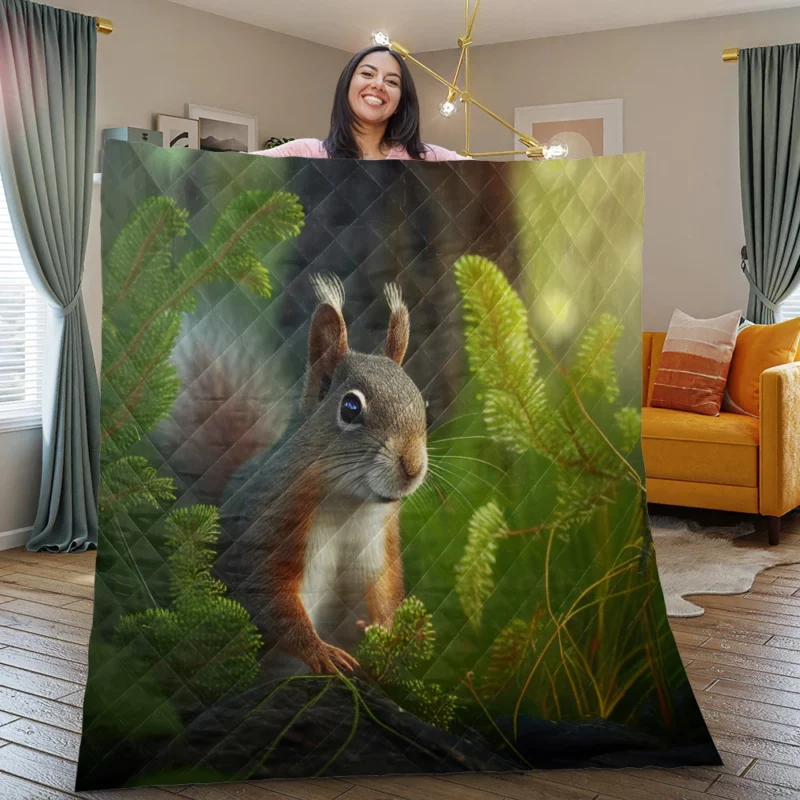 Squirrel AI-Enhanced Portrait Quilt Blanket