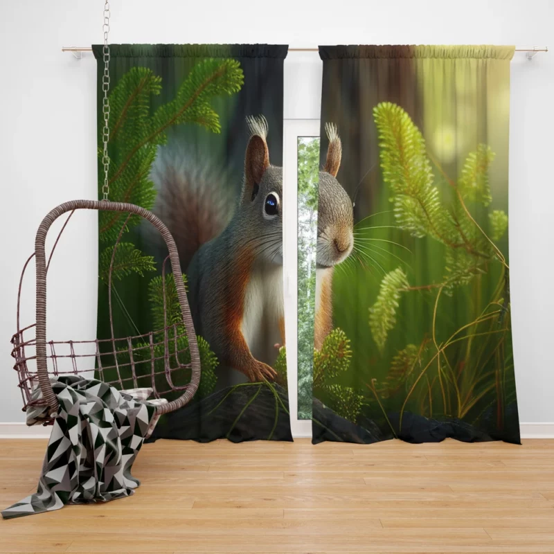 Squirrel AI-Enhanced Portrait Window Curtain