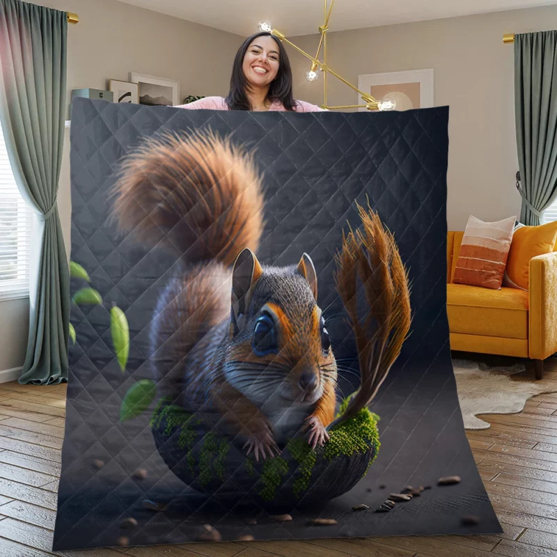 Squirrel Pot with Plant Quilt Blanket