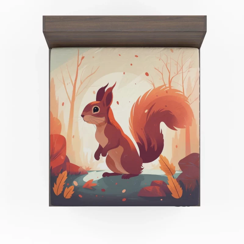 Squirrel Standing on Hind Legs in the Woods Fitted Sheet