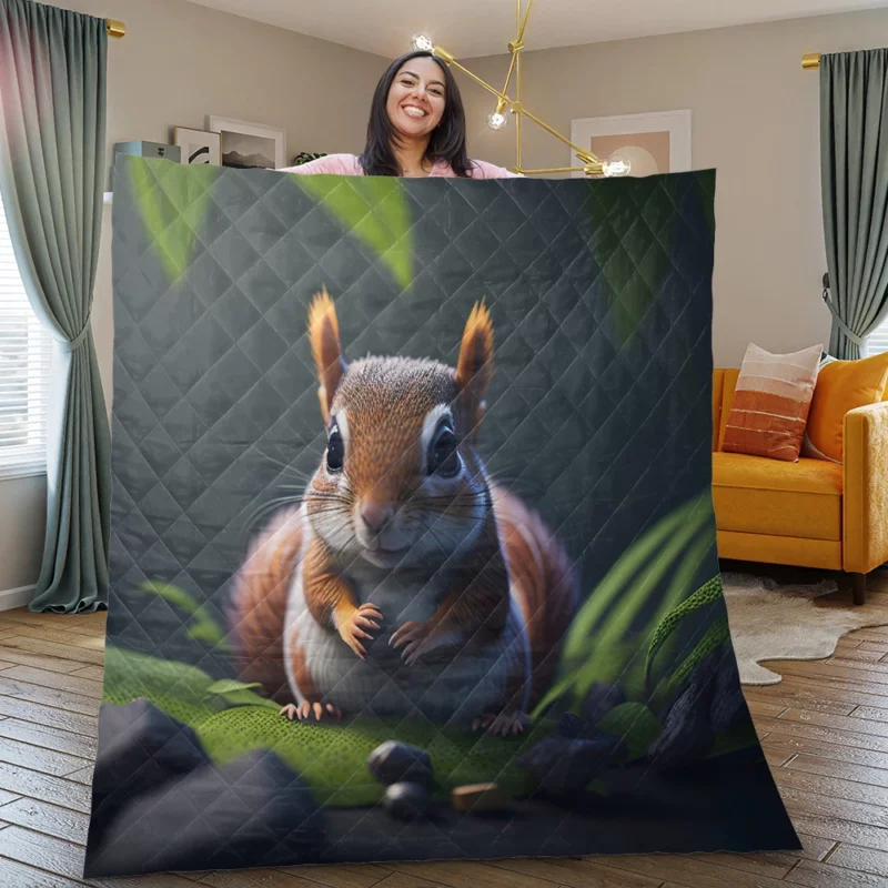 Squirrel in the Enchanted Jungle Quilt Blanket