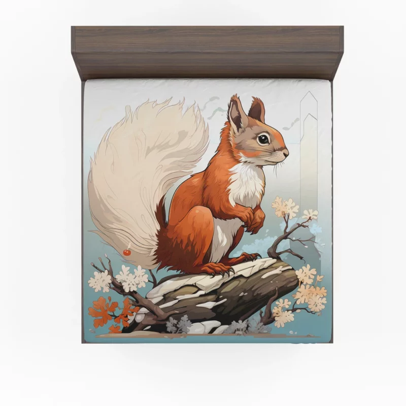 Squirrel on a Log with Its Portrait Fitted Sheet