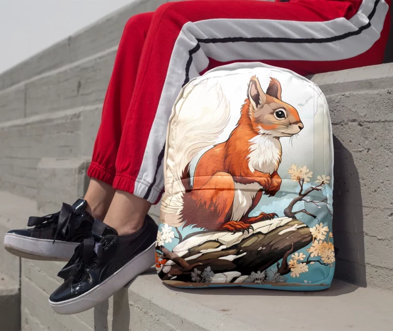 Squirrel on a Log with Its Portrait Minimalist Backpack 1