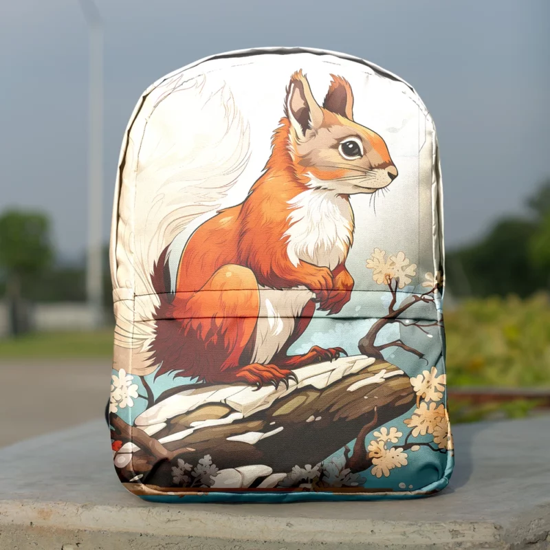 Squirrel on a Log with Its Portrait Minimalist Backpack