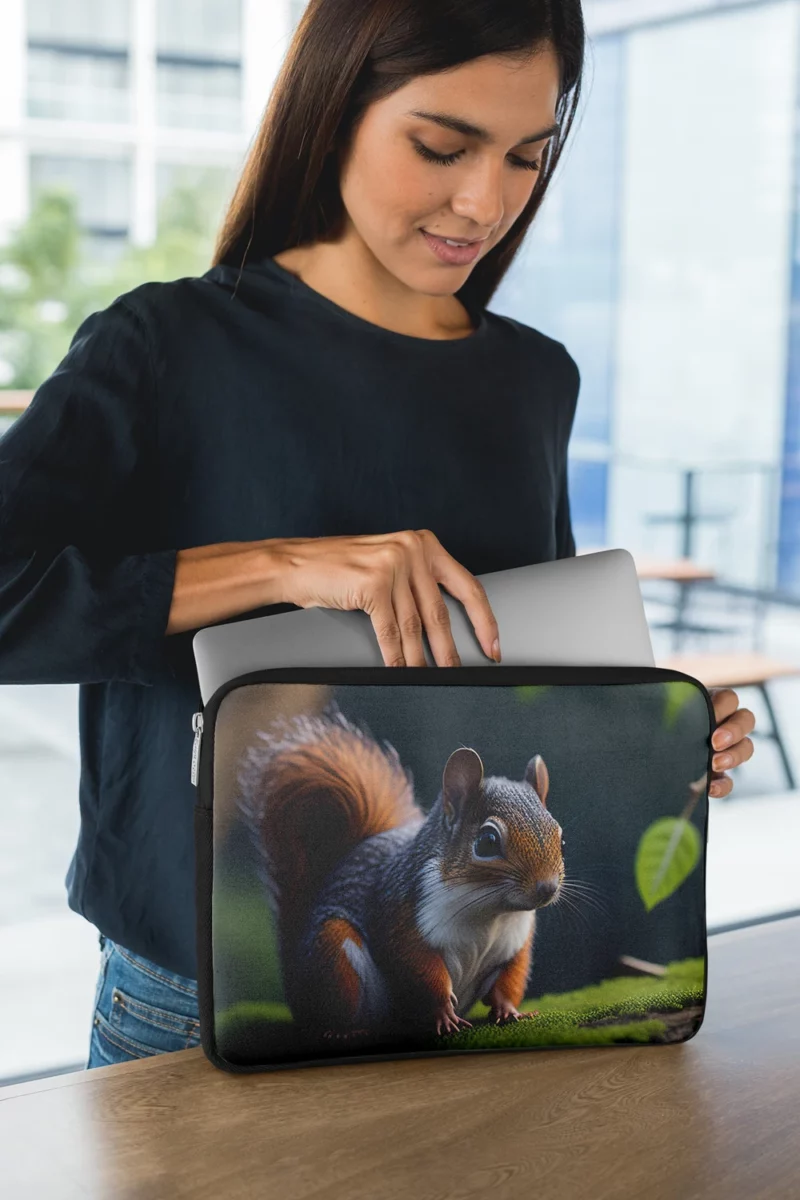 Squirrel on a Tree Stump with Bushy Tail Laptop Sleeve 1