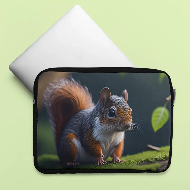 Squirrel on a Tree Stump with Bushy Tail Laptop Sleeve