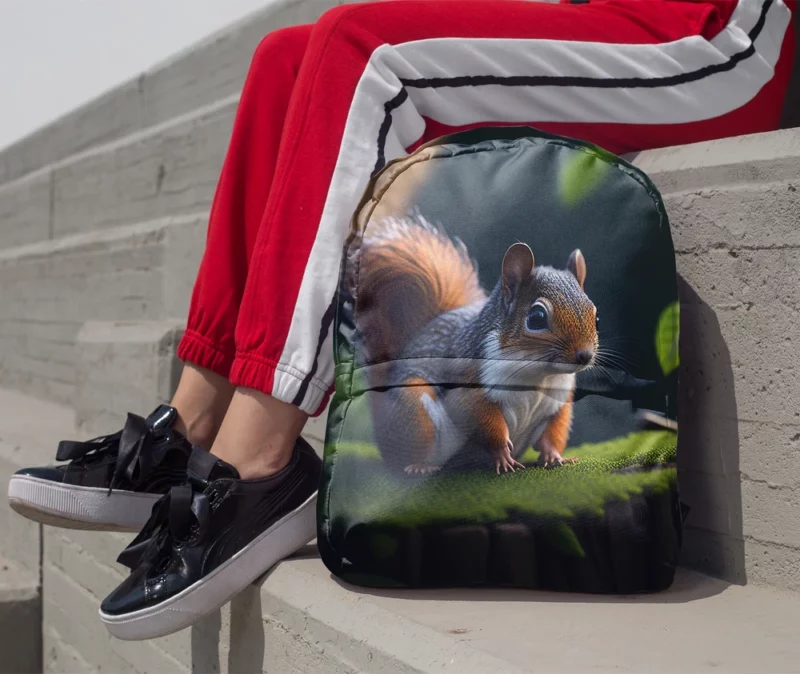 Squirrel on a Tree Stump with Bushy Tail Minimalist Backpack 1