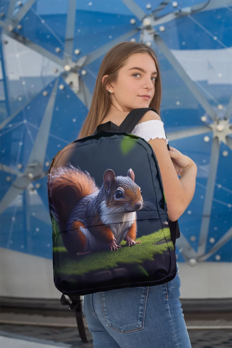 Squirrel on a Tree Stump with Bushy Tail Minimalist Backpack 2