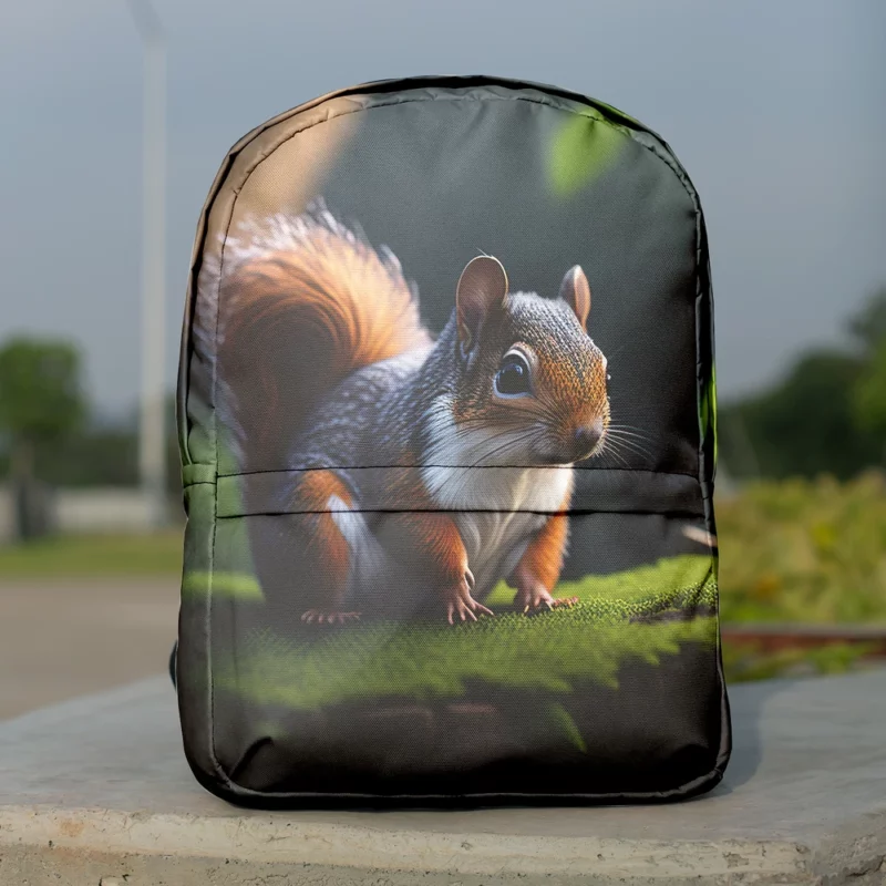 Squirrel on a Tree Stump with Bushy Tail Minimalist Backpack