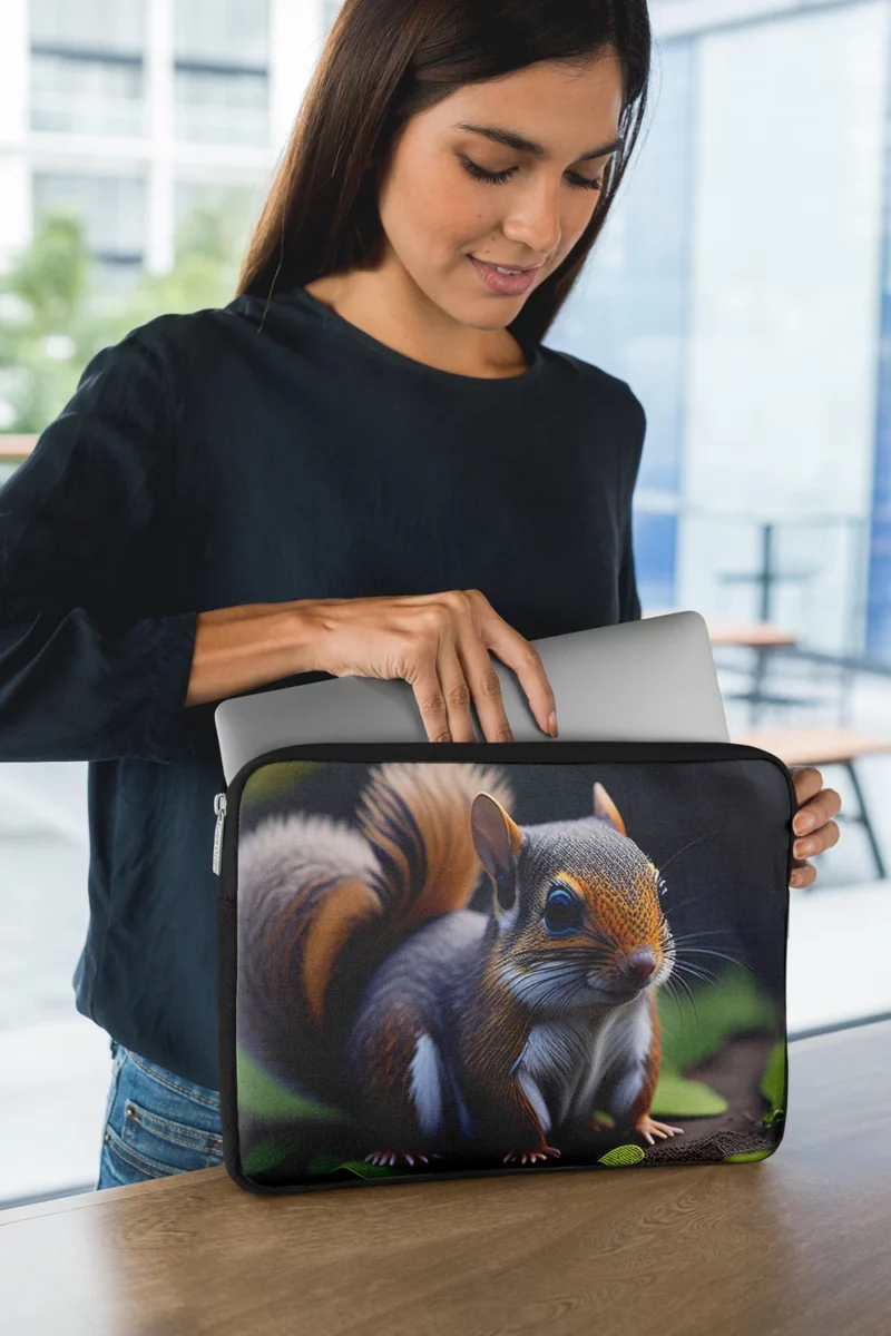 Squirrel with Bushy Tail Amid Leaves Laptop Sleeve 1