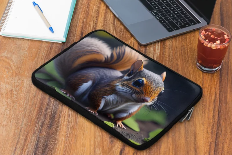 Squirrel with Bushy Tail Amid Leaves Laptop Sleeve 2