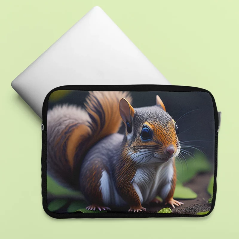 Squirrel with Bushy Tail Amid Leaves Laptop Sleeve