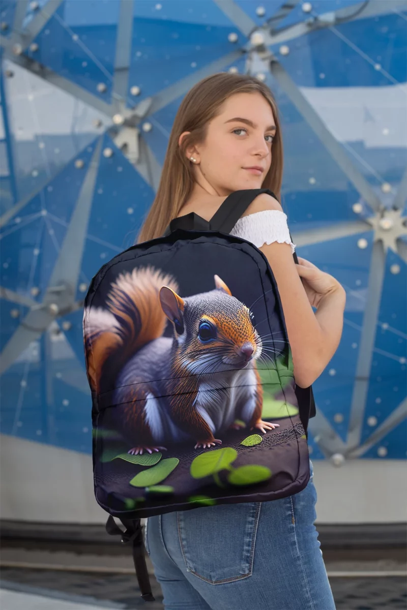 Squirrel with Bushy Tail Amid Leaves Minimalist Backpack 2