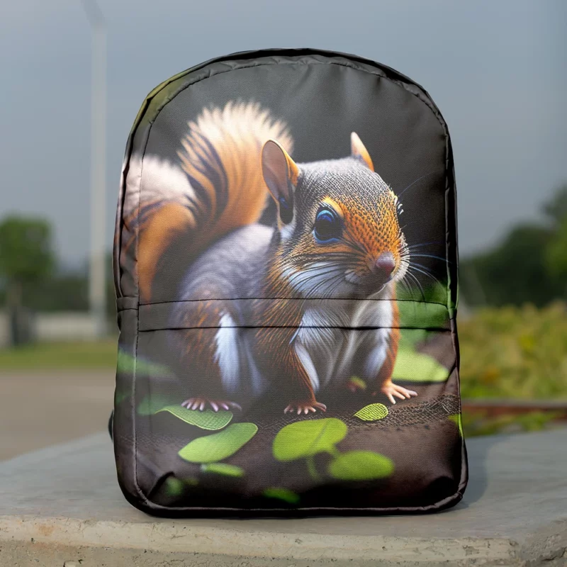 Squirrel with Bushy Tail Amid Leaves Minimalist Backpack