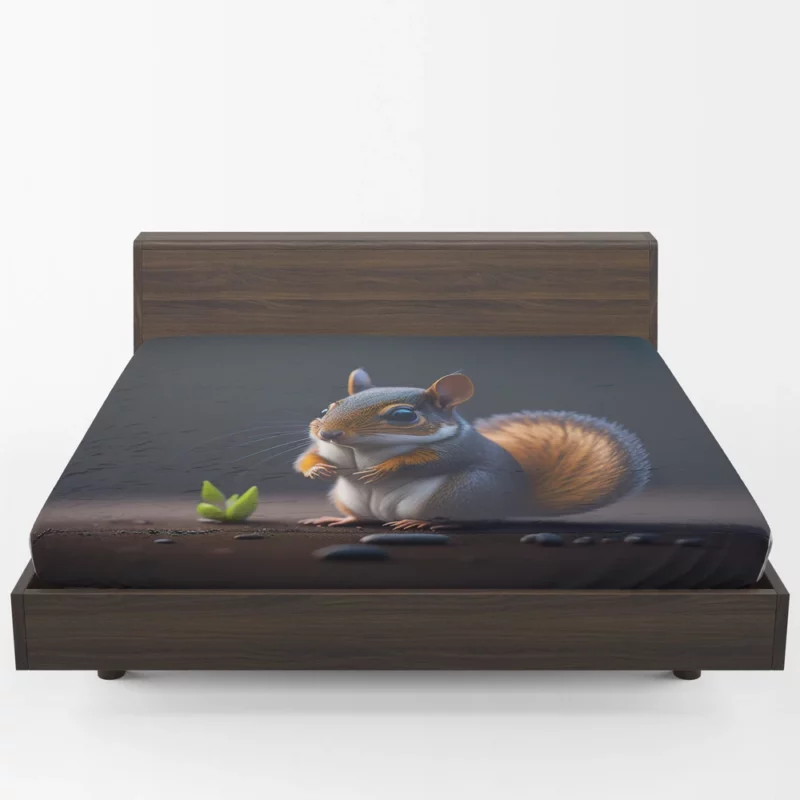 Squirrel with Bushy Tail by Rocky Outcrop Fitted Sheet 1