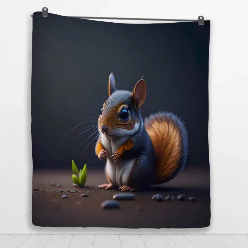 Squirrel with Bushy Tail by Rocky Outcrop Quilt Blanket 1
