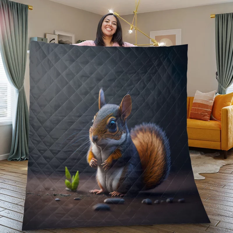 Squirrel with Bushy Tail by Rocky Outcrop Quilt Blanket